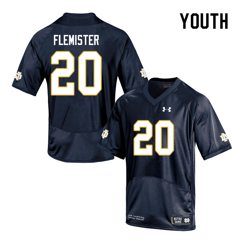 Youth NCAA Notre Dame Fighting Irish #20 C'Bo Flemister Stitched College Under Armour Authentic Navy Football Jersey MX10W73GN